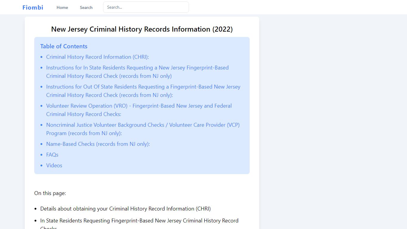 New Jersey Criminal History Records Information (2022)